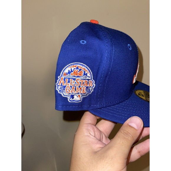 Atlanta Braves New York Mets All Star Game Patch Hat 7 1/4 New Era 4uCaps Blue - Picture 2 of 3